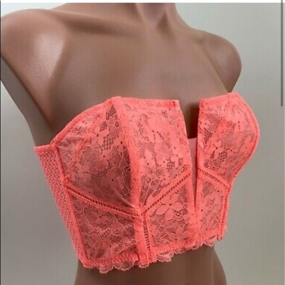 ⭐️ Victoria's Secret Dream Angels Lace Bustier Corset Bra Pink Neon NWT - Picture 4 of 8